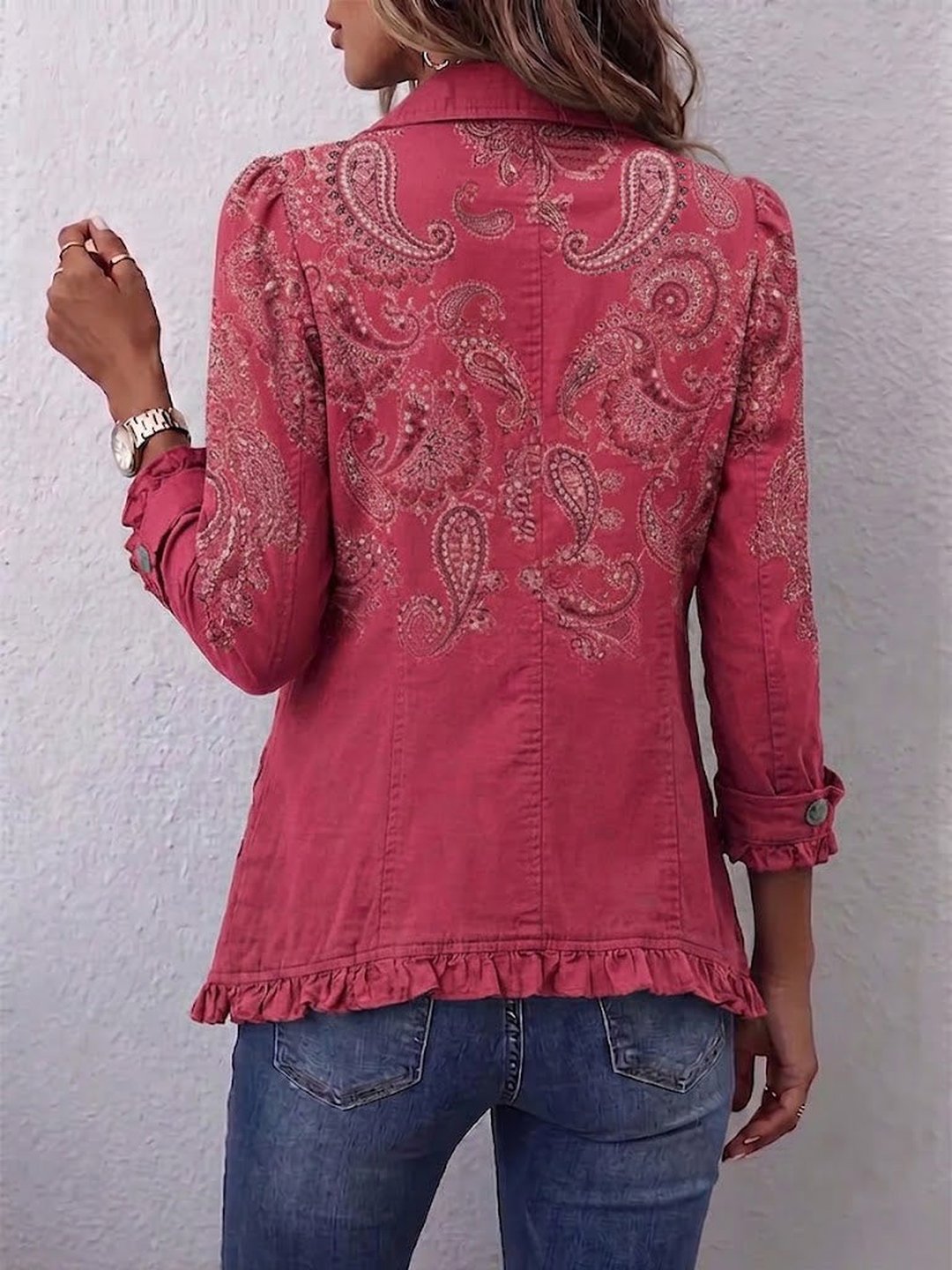 Onalee | Vintage Paisley Print Ruffled Jacket