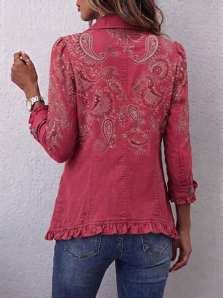 Onalee | Vintage Paisley Print Ruffled Jacket