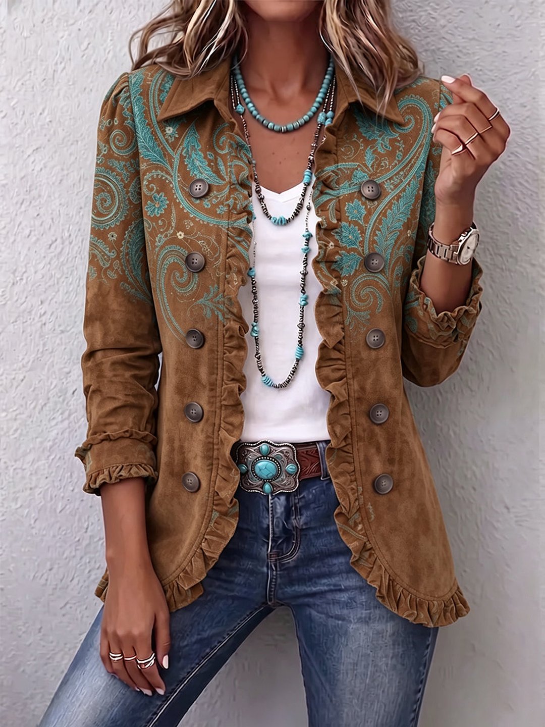Johanna | Paisley Print Ruffle Jacket