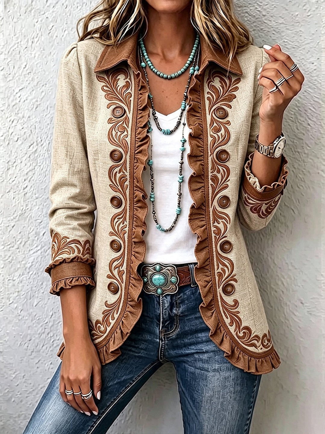 Tempest | Vintage Bohemian Floral Ruffled Jacket