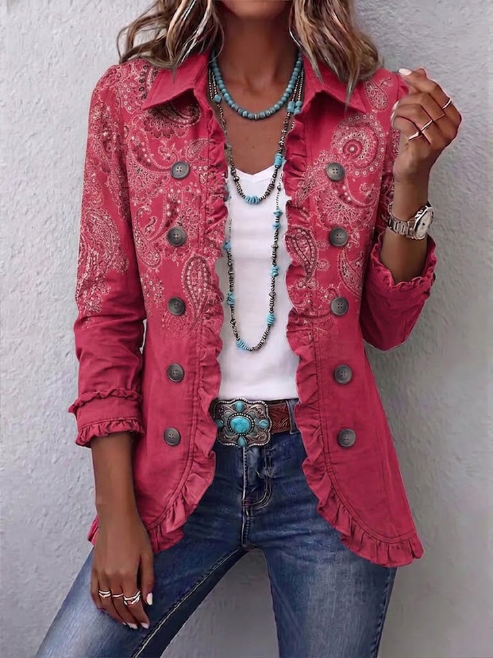 Onalee | Vintage Paisley Print Ruffled Jacket