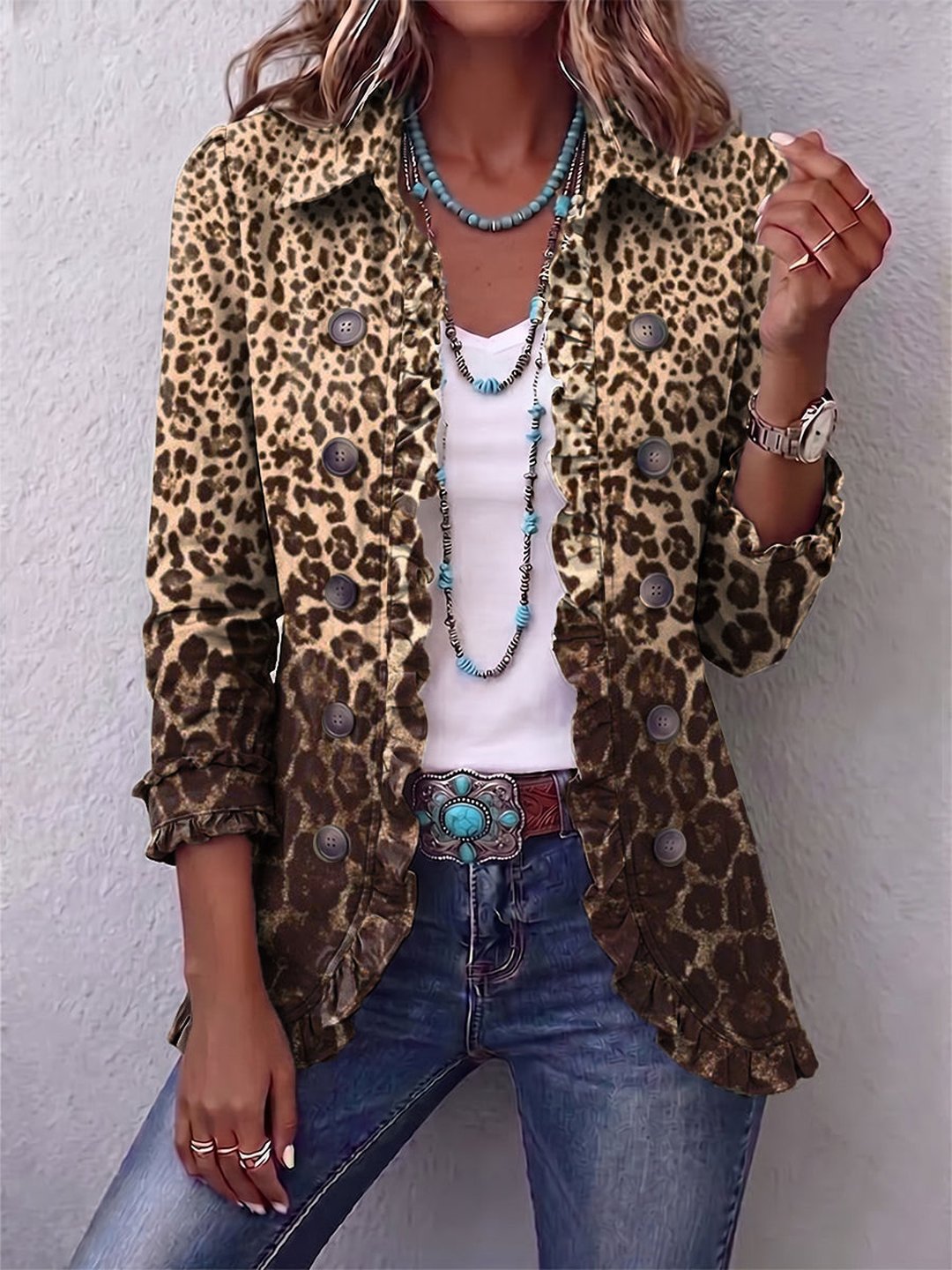 Tillie | Leopard Print Ruffled Jacket