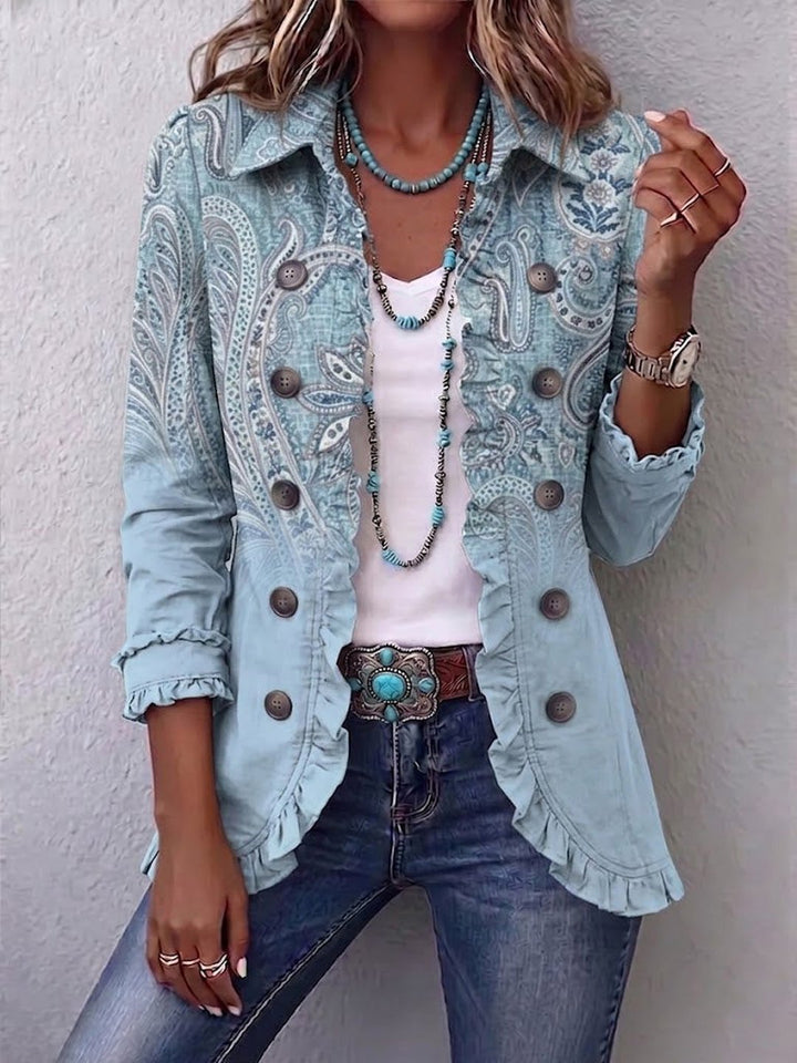 Hebe | Vintage Paisley Print Ruffled Jacket